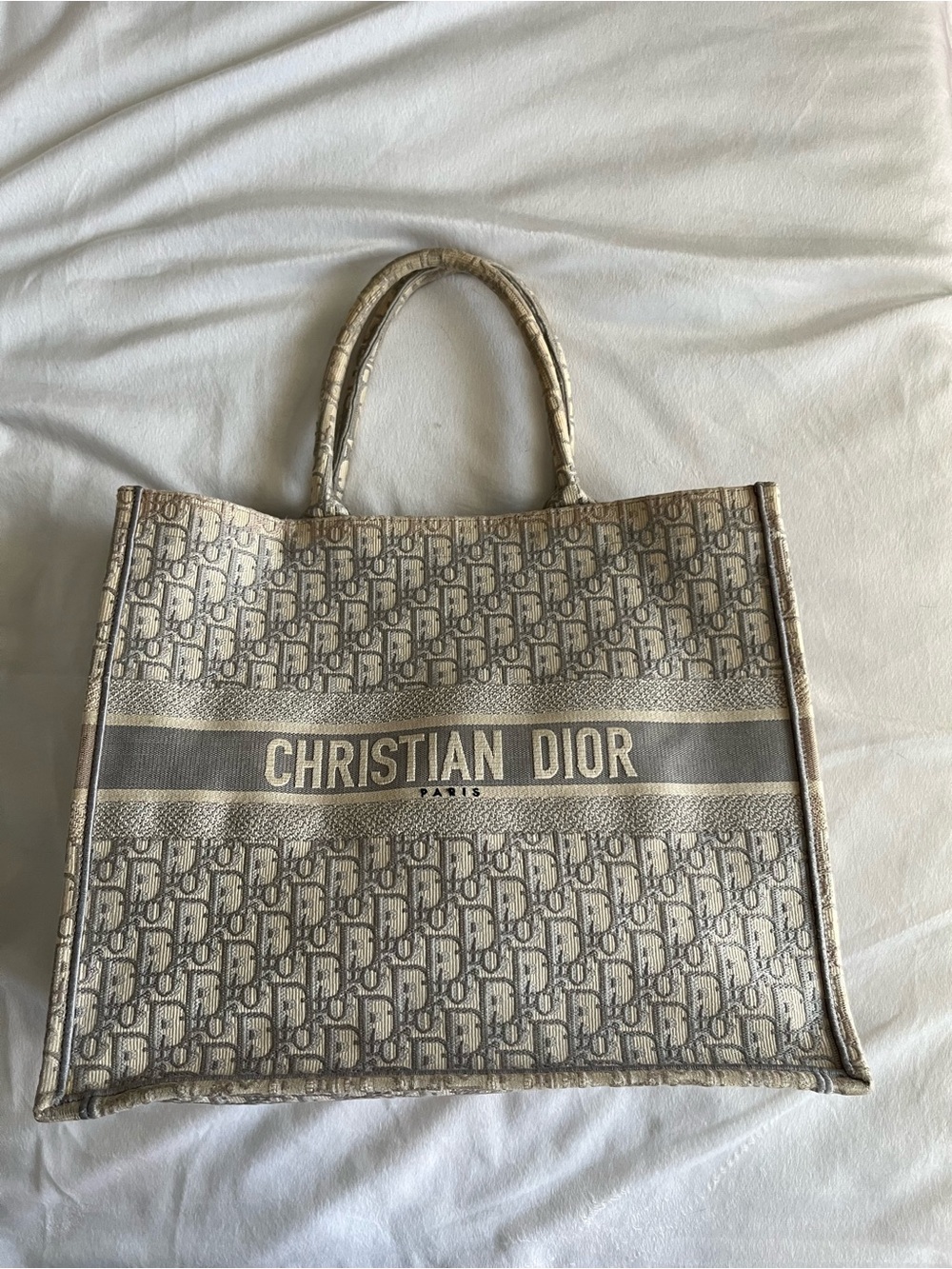 Christian Dior Beige Monogram Large Canvas Book Tote